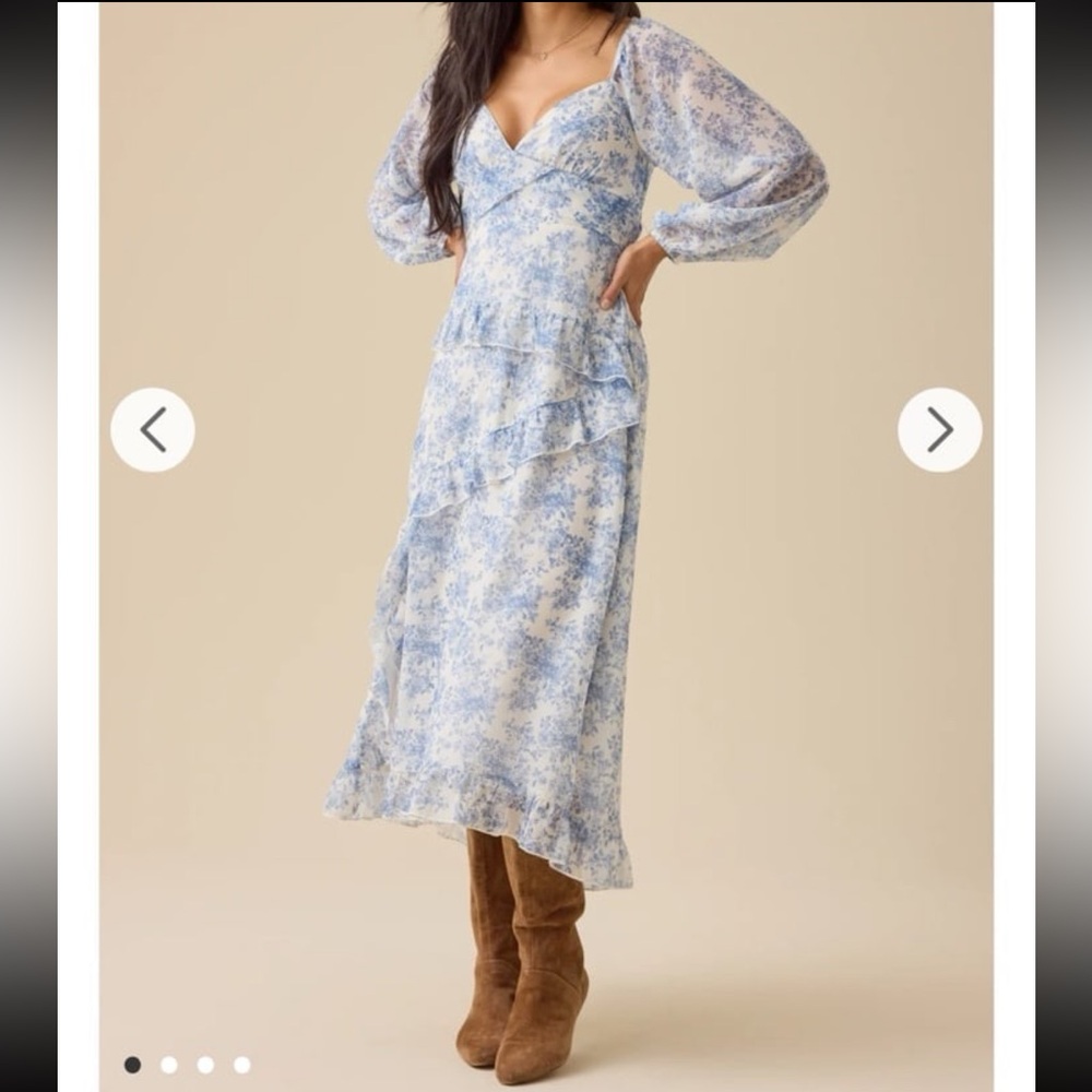 NWT Altar’d State Maxi Midi Dress Small White Blue Women
